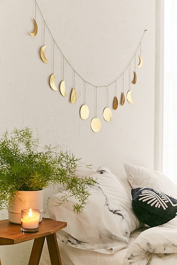 Hammered Extra-Long Metal Moon Cycle Banner - Gold at Urban Outfitters | Urban Outfitters (US and RoW)