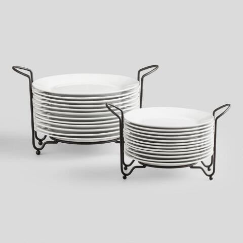 Porcelain Plates With Stacking Rack 12 Piece Set | World Market