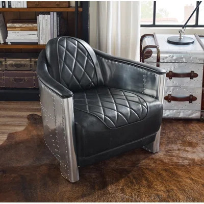Paynesville 31.1'' W Tufted Genuine Leather Accent Armchair | Wayfair North America