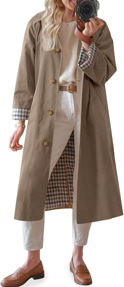 TITOMD Womens Long Trench Coat Spring Winter Outerwear Classic Collar 2026 Single Breasted Fashio... | Amazon (US)