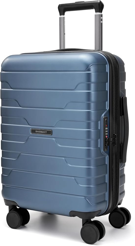BAGSMART Carry-On Luggage 20" Expandable Spinner 22x14x9,Blue | Amazon (US)