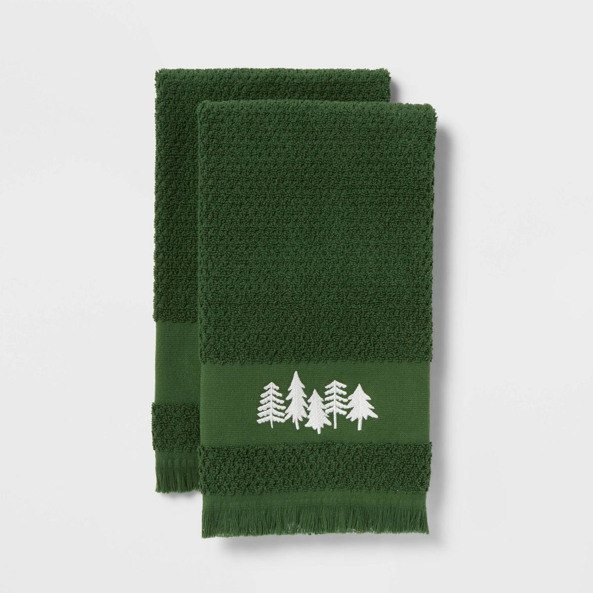 2pk Pine Trees Christmas Hand Towel Dark Green - Threshold™ | Target