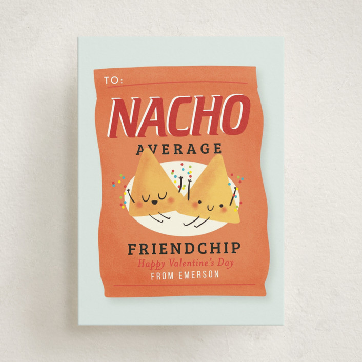 "Nacho Average Friendchip" - Customizable Classroom Valentine's Cards in Orange by Itsy Belle Stu... | Minted