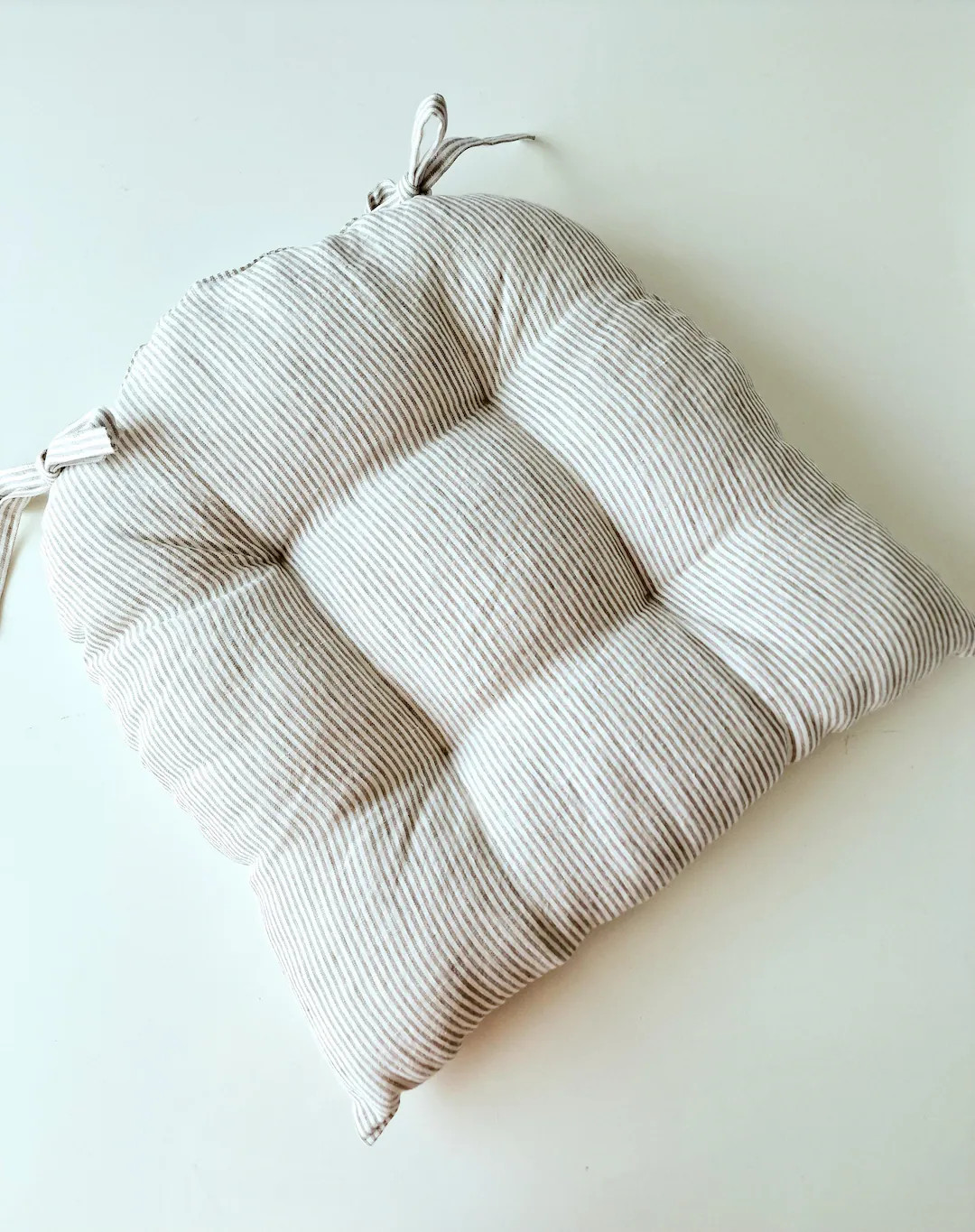 Linen Seat Cushion - U Shape Striped Chair Pad With Ties - Chair Pillow - Natural 100% Linen Fabr... | Etsy (US)