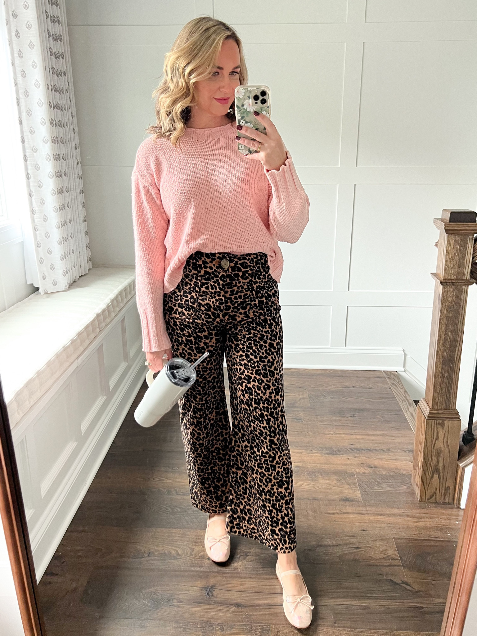 Sunday Style ✨ i sized up one size in the Colette leopard pants. For me, the Colette’s always seem to run a bit small. My Crystal ballet flats are from Amazon. My sweater is JCrew but I linked the same color, different style from the same brand as an alternative  

#LTKOver40 #LTKStyleTip