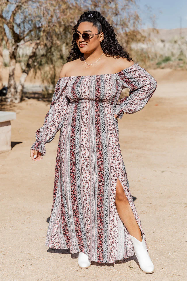 I Hope You Dance Paisley Long Sleeve Maxi Dress | Pink Lily