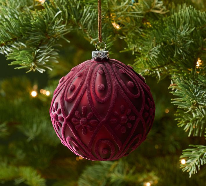 Textured Velvet Ornament - Set of 4 | Pottery Barn (US)