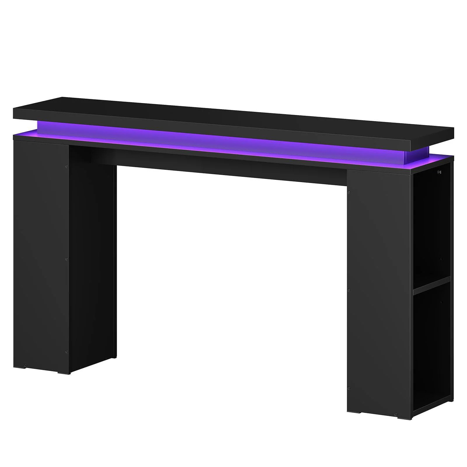 Slickblue Narrow LED Console Table with Remote Control Lighting and Open Storage Shelves (47.2 Inch) Black Finish for Behind Sofa Entryway | Lowe's