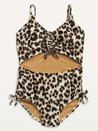 Ruched Cut-Out One-Piece Swimsuit for Girls | Old Navy (US)