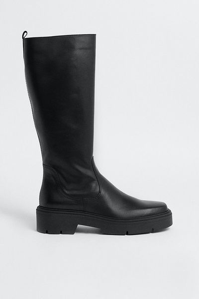 Leather Chunky Knee High Boot | Debenhams UK