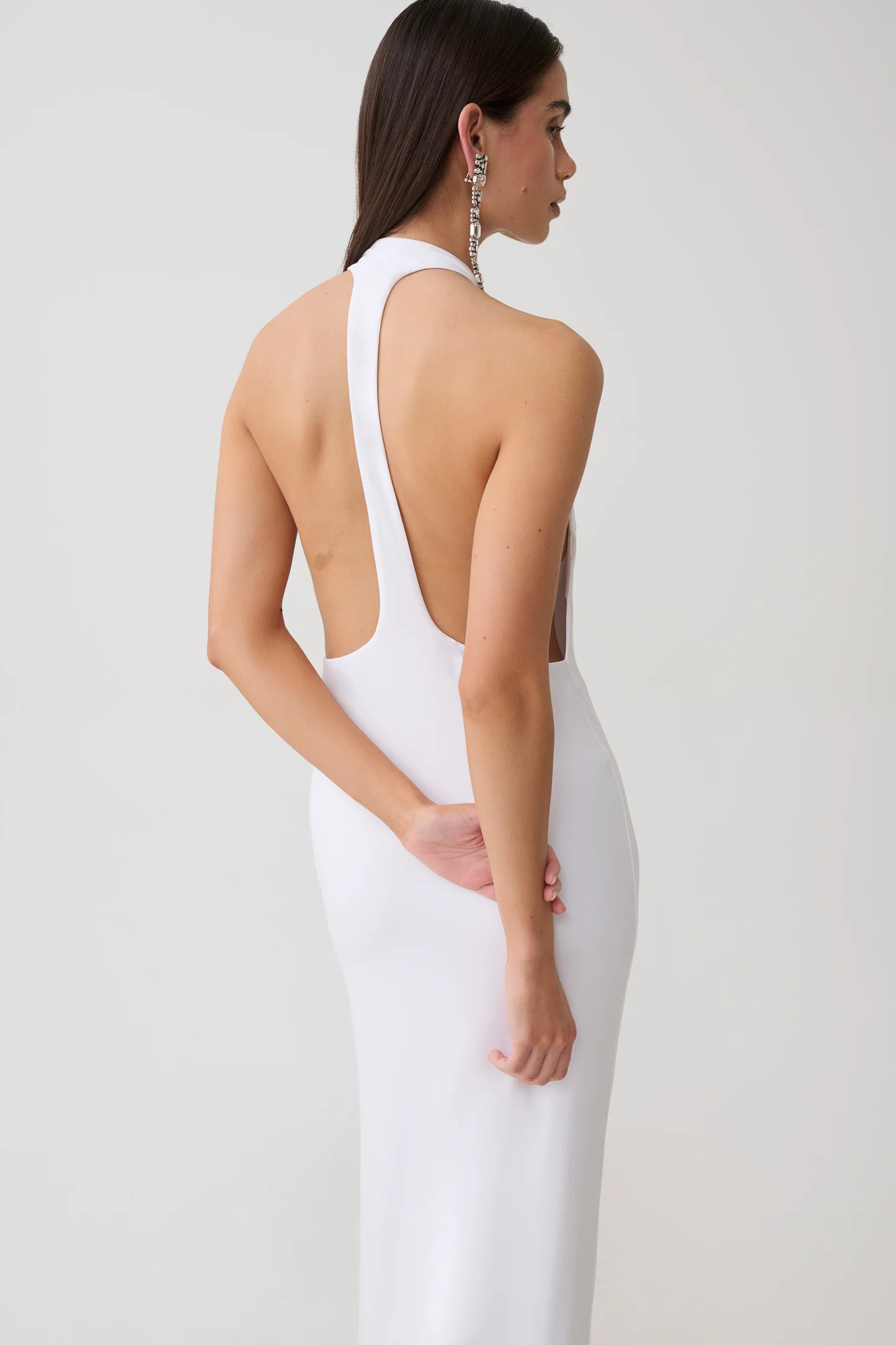 Halley Back T-Strap Maxi Dress - White | MESHKI US