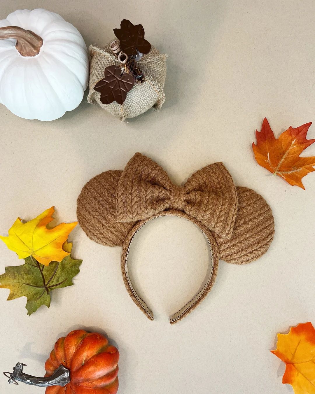 Brown Knitted Handmade Mouse Ears / Fall Mickey Ears - Etsy | Etsy (US)