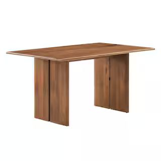MODWAY Amistad in Walnut Wood 60 in. Column Dining Table Seats-6 EEI-6338-WAL - The Home Depot | The Home Depot