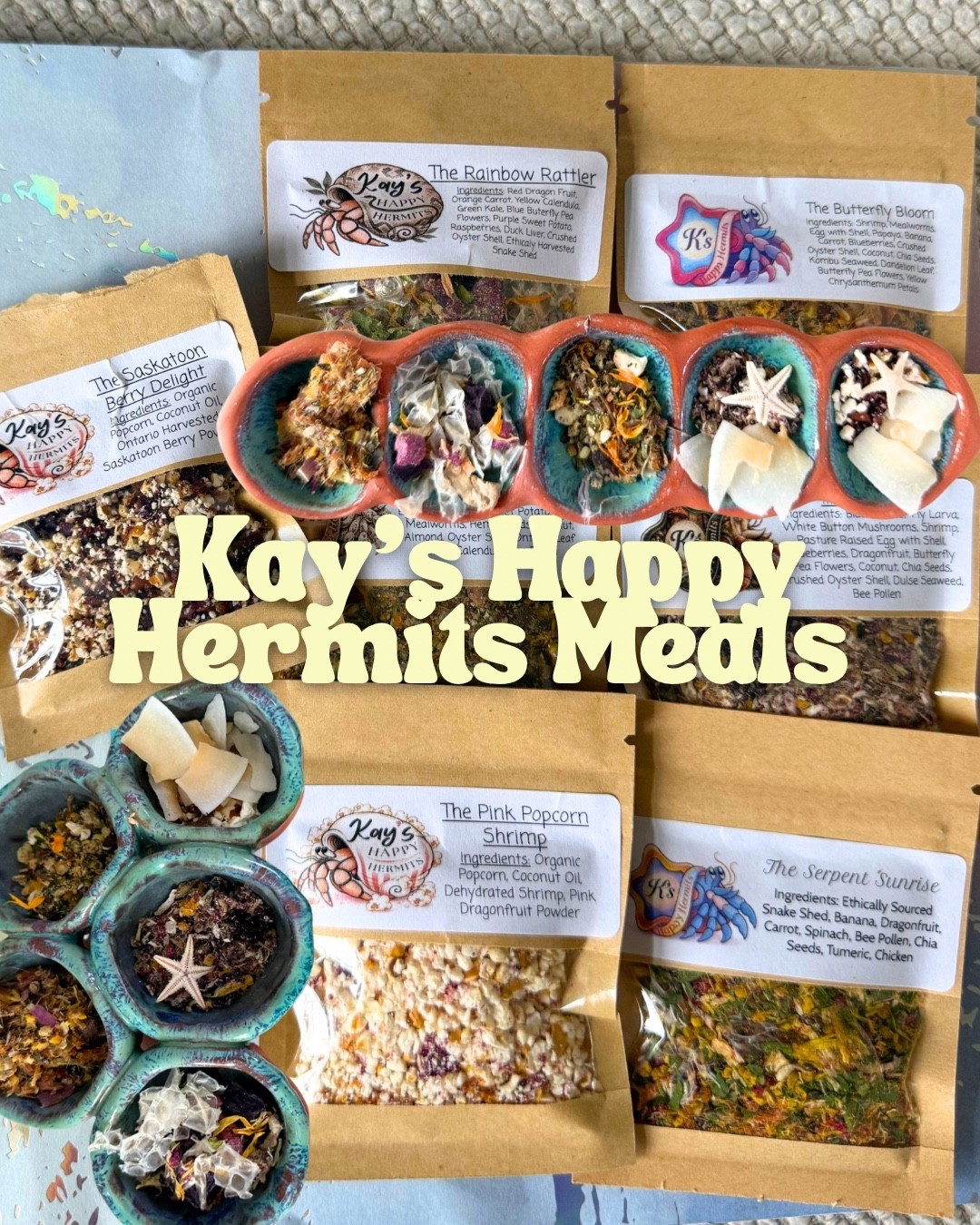 Kay’s Happy Hermits meals and mixes for hermit crabs