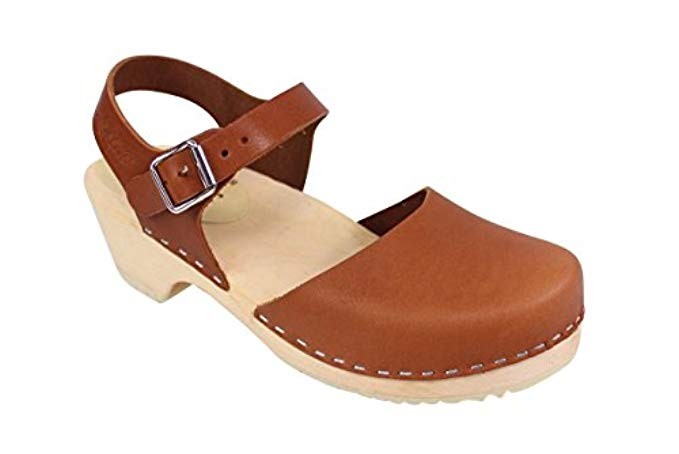 Lotta From Stockholm Low Wood Low Heel Clogs in Tan Leather | Amazon (US)