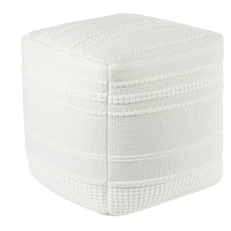 Wanda June Home Cotton Chindi Pouf, White, 18"x18"x18" by Miranda Lambert | Walmart (US)