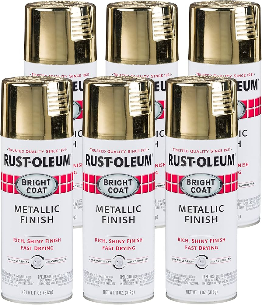 Rust-Oleum 7710830-6PK Stops Rust Bright Coat Metallic Spray Paint, 11 Oz, Gold, 6 Pack | Amazon (US)