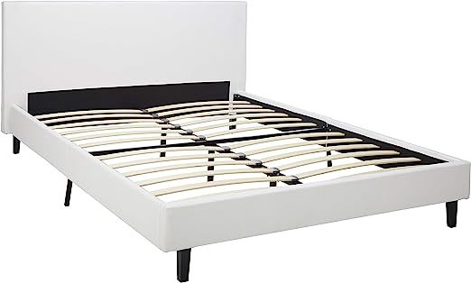 Modway Anya Upholstered White Platform Bed with Wood Slat Support in Queen | Amazon (US)