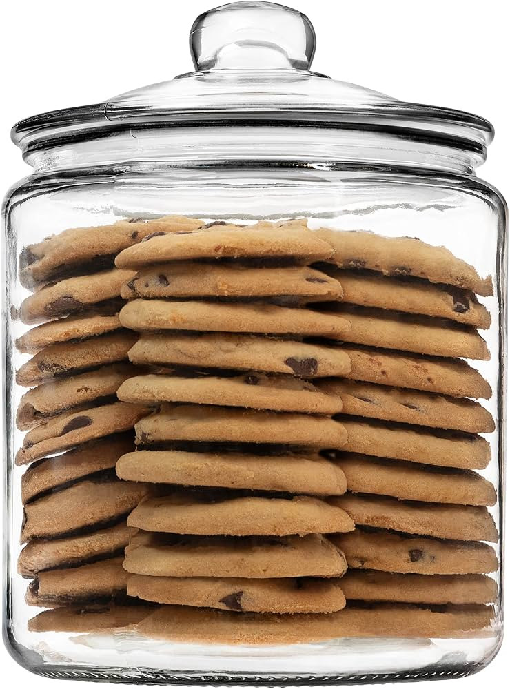 1 Gallon Glass Cookie Jar with Lid \u2013 Glass Jar with Lid - Airtight Food Storage Container fo... | Amazon (US)