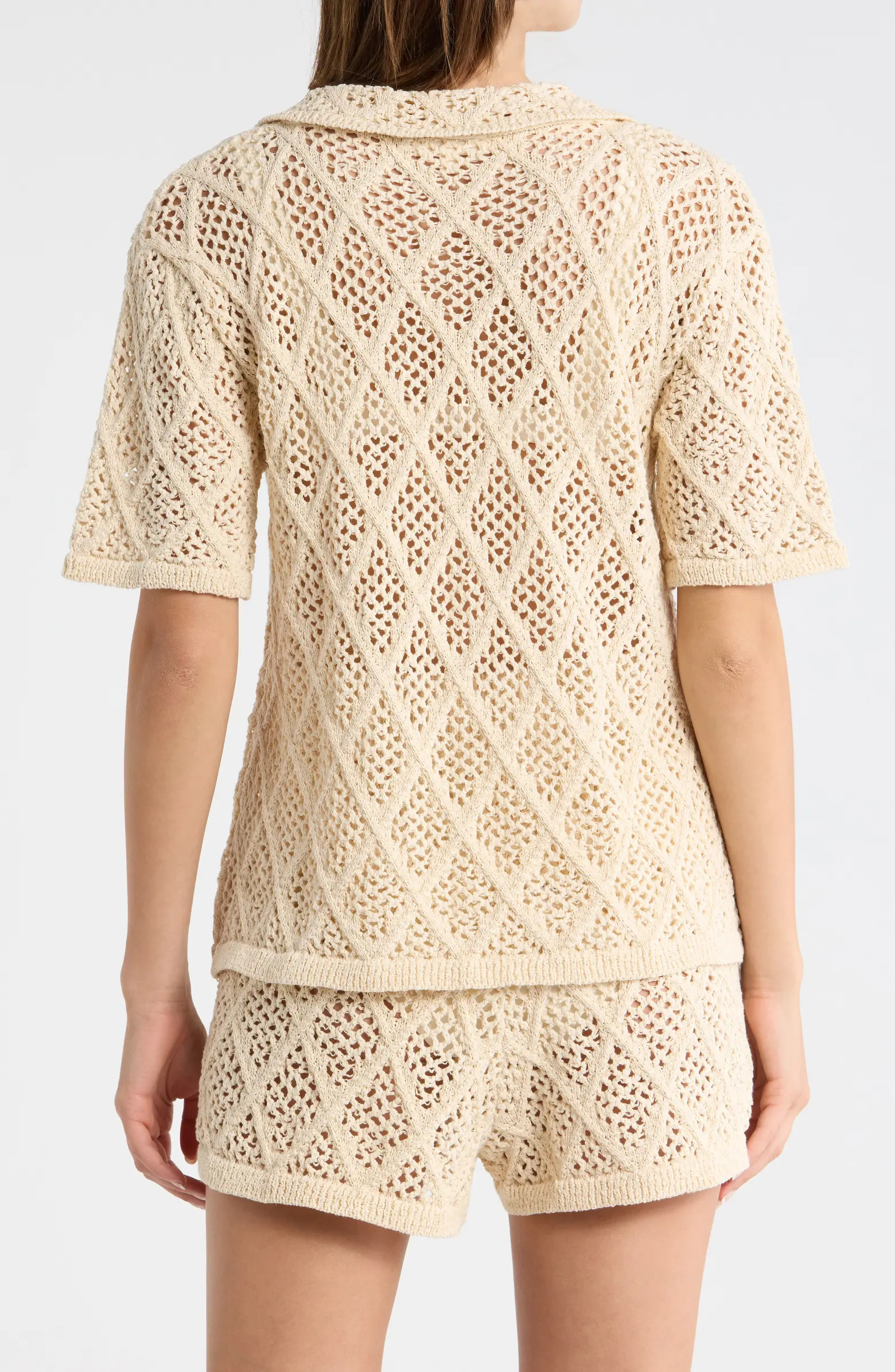 Sheer Open Stitch Cover-Up Button-Up Shirt | Nordstrom