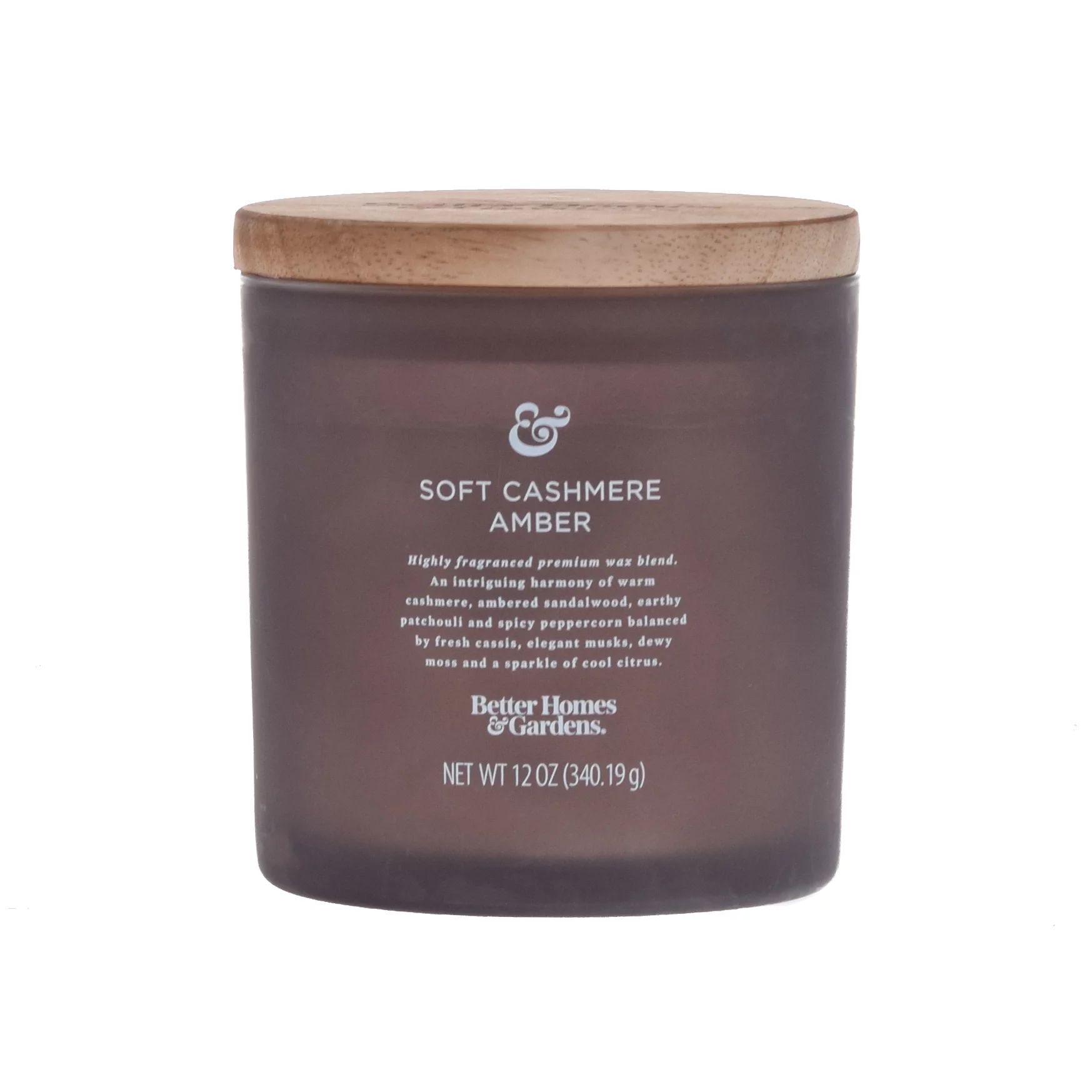 Better Homes & Gardens 12oz Soft Cashmere Amber Scented 2-Wick Frosted Jar Candle | Walmart (US)