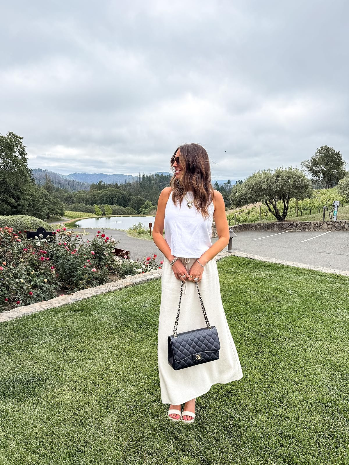 Day 2 of wineries in Napa! Wore this cute linen skirt and tank // wearing a small in the top and skirt. Wedges fit true to size 

 #LTKgrwm #LTKootd #LTKTravel
