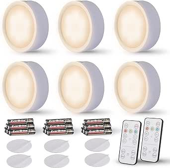 EverBrite Puck Lights, Battery Operated Lights, with Remote Control, Under Cabinet Lighting Wirel... | Amazon (US)