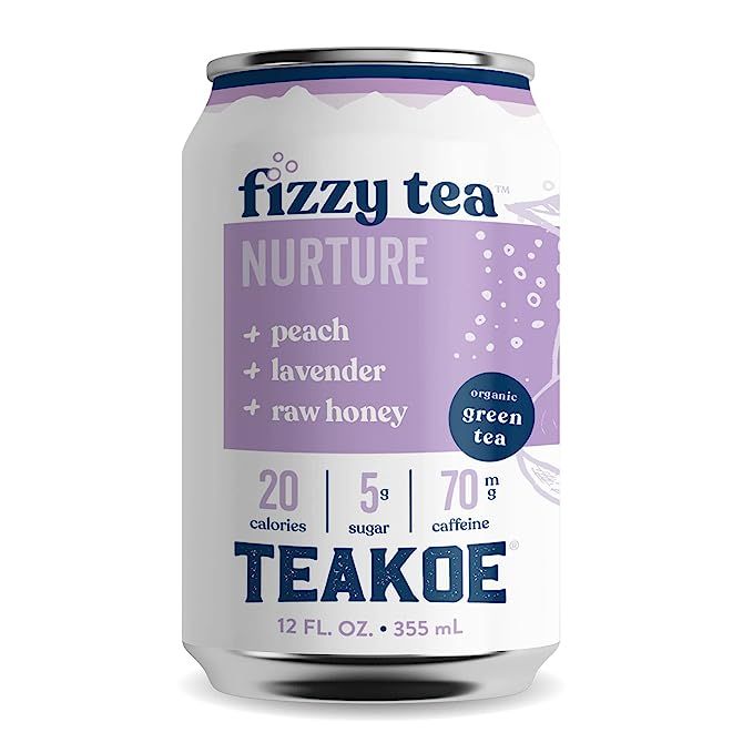 TEAKOE Fizzy Tea | 100% Organic Green Tea w/ Peach & Lavender | Brewed Iced Tea, Peach Juice & Ra... | Amazon (US)