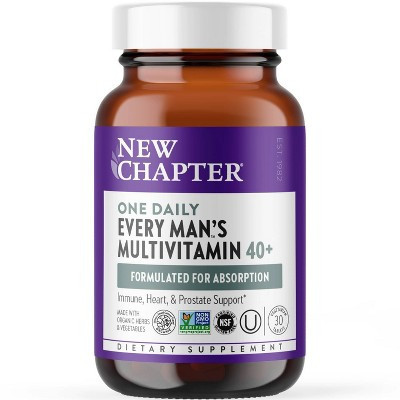 New Chapter Men's Multivitamin 40+, Every Man's One Daily 40+ with Fermented Vitamin C, Vitamin D3, Vitamin B12, Selenium - 30ct | Target