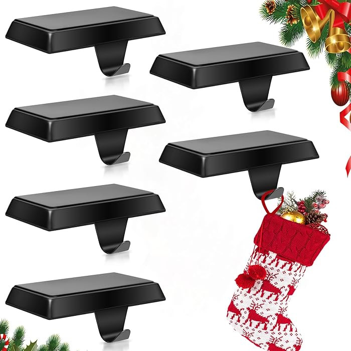Juego de 6 soportes de metal para calcetines de Navidad para manto, colgadores de calcetines, gan... | Amazon (US)