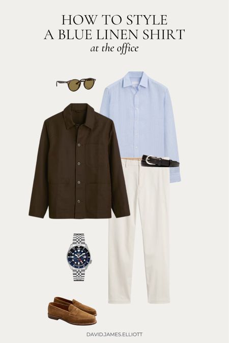 Summer Friday office outfit idea with blue linen shirt! 

#LTKMens