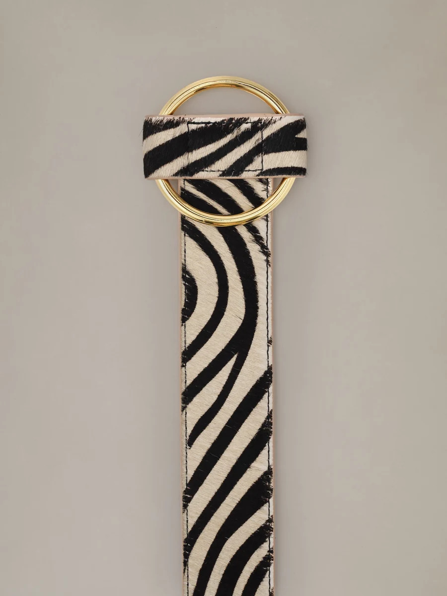 Black/Off_White Zebra Stripes Amelia Pony Hair Belt | Women's Belts... | J.McLaughlin