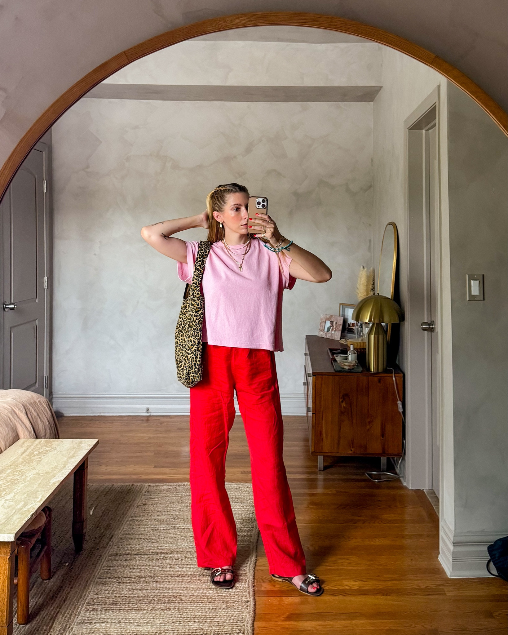 Shirt is the Jeanne top from le bonne, sandals are Jamie Haller 