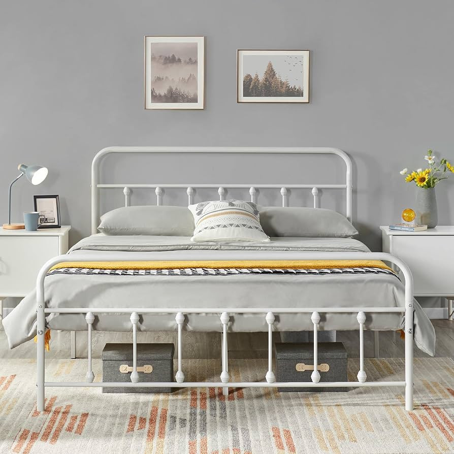 Yaheetech Classic Metal Platform Bed Frame Mattress Foundation with Victorian Style Iron-Art Head... | Amazon (US)