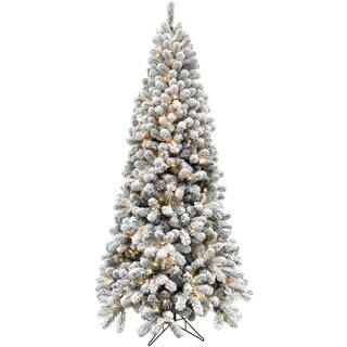 10 ft. Pre-Lit Flocked Akaskan Pine Artificial Christmas Tree with Smart String Lighting | The Home Depot
