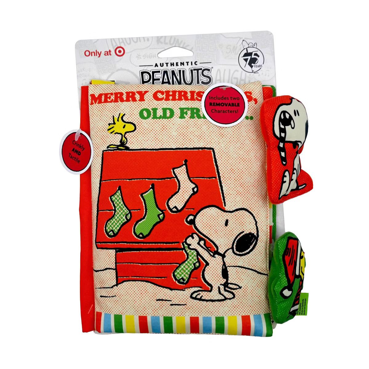 Peanuts Snoopy Holiday Deluxe Soft Book with Removable Plush Baby Learning Toys - 3pc | Target