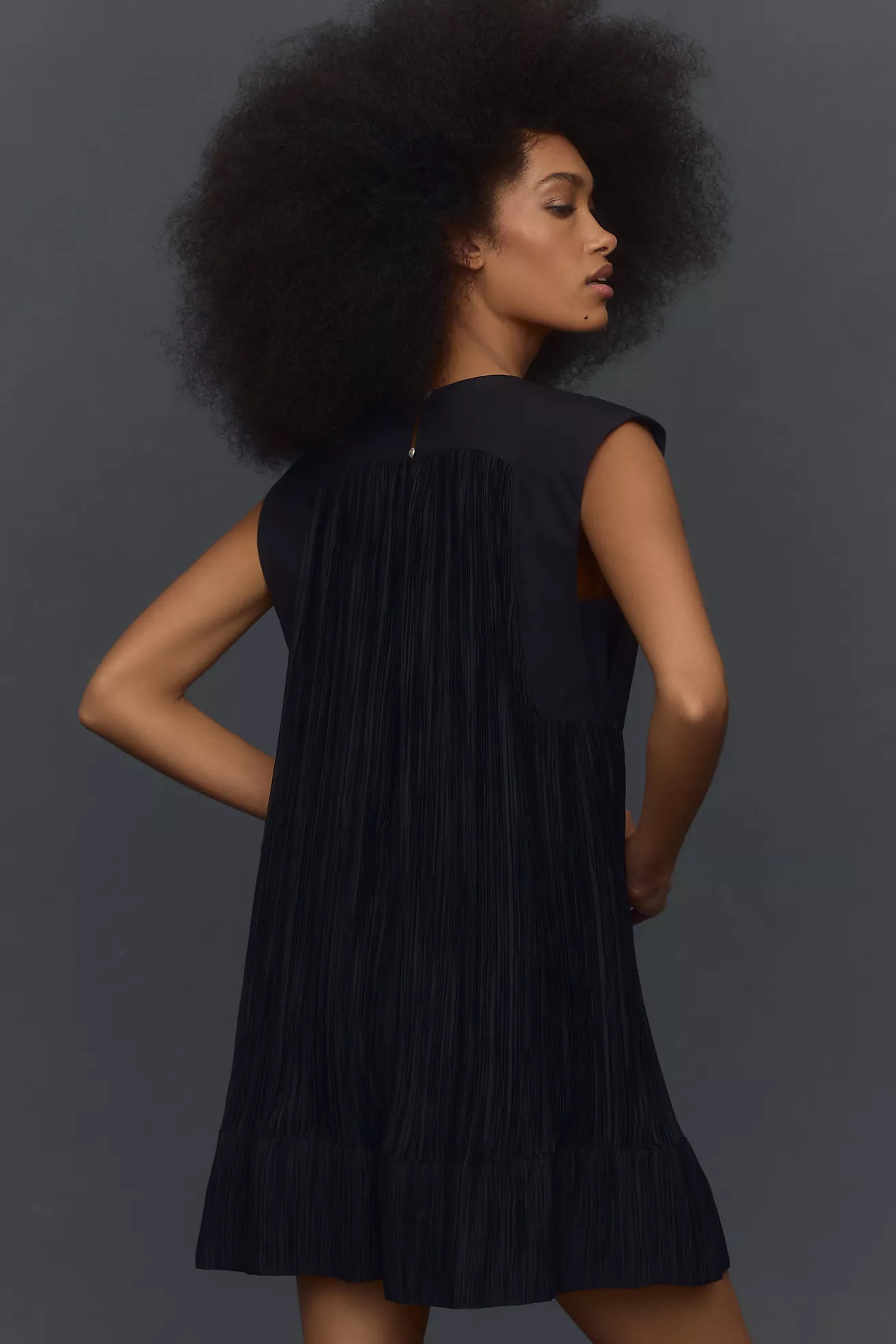 By Anthropologie Cap-Sleeve Plissé Mini Dress | Anthropologie (US)