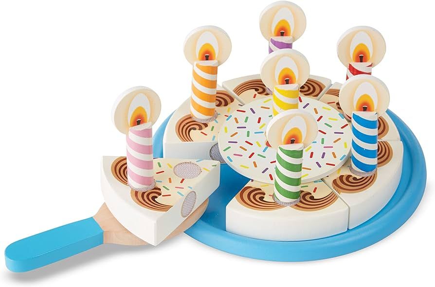 Melissa & Doug Birthday Party Cake - Wooden Play Food With Mix-n-Match Toppings and 7 Candles | Amazon (US)
