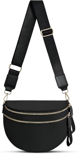 Crossbody Bags For Women,Waterproof Oxford Bum Bag with Adjustable Strap,Large Capacity Travel Purse（Black） | Amazon (US)