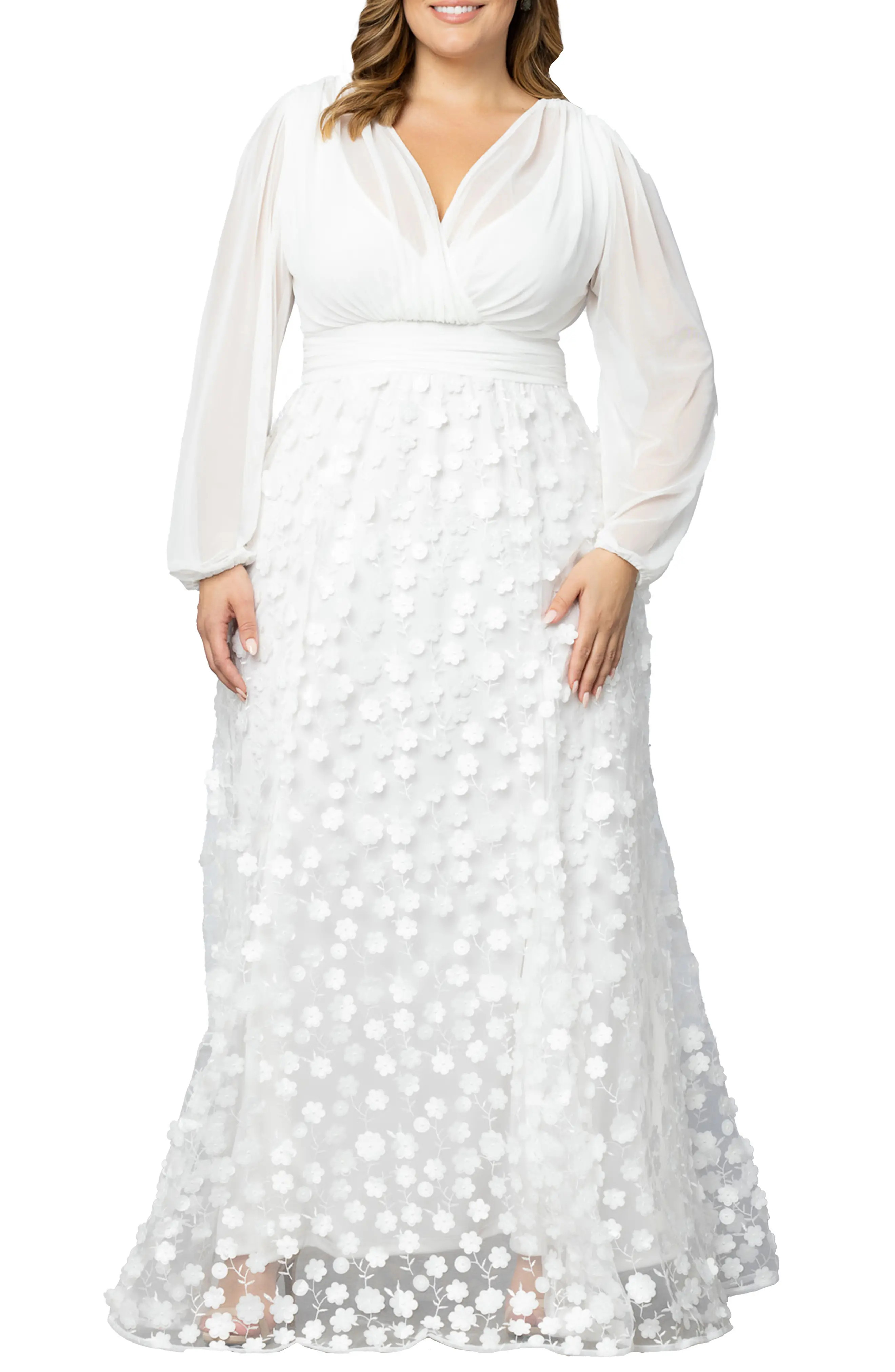 Kiyonna Enchanted Garden Long Sleeve Gown (Women) | Nordstrom | Nordstrom