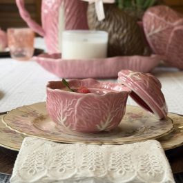 Pink Cabbage Stoneware Baker Set of 4 | Antique Farm House
