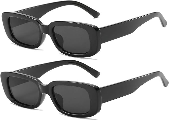 Women Rectangle Sunglasses Vintage Retro Fashion Wide Sun Glasses UV400 | Amazon (CA)