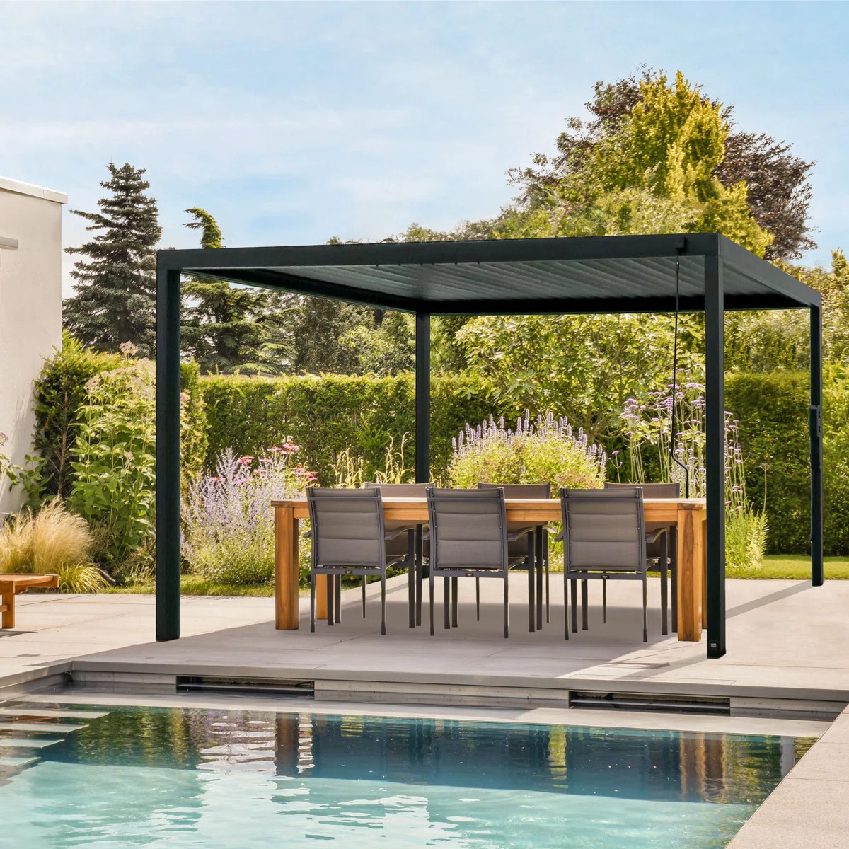 Backyard Discovery Sarasota 16' x 10' Galvanized Steel Outdoor Louvered Pergola Kit with Adjustab... | Wayfair North America