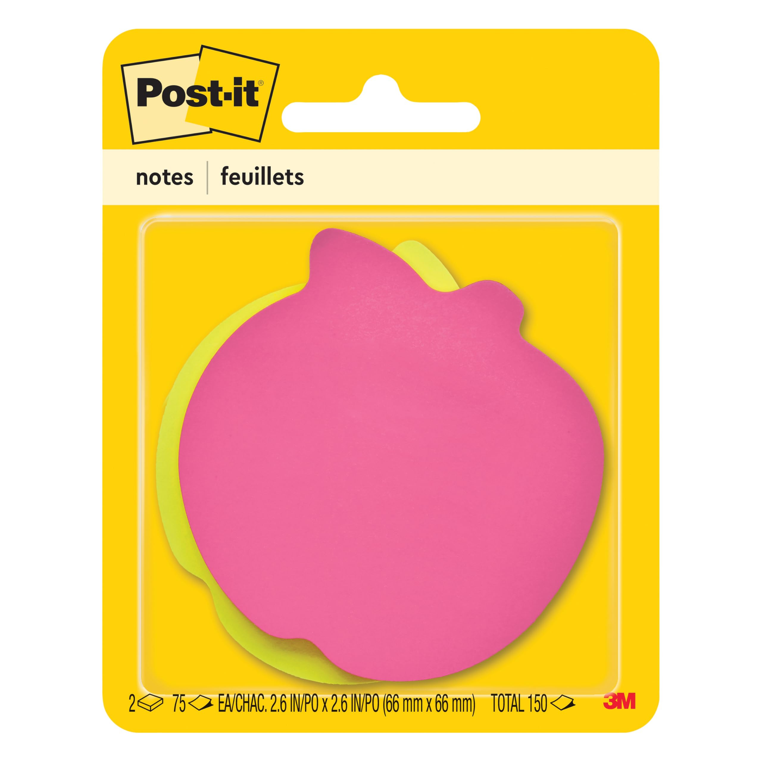 Post-it Notes, Apple Shape, Assorted Colors, 2.6x2.6 in, 2 Pads, 75 Sheets/Pad (7350-APL) | Amazon (US)