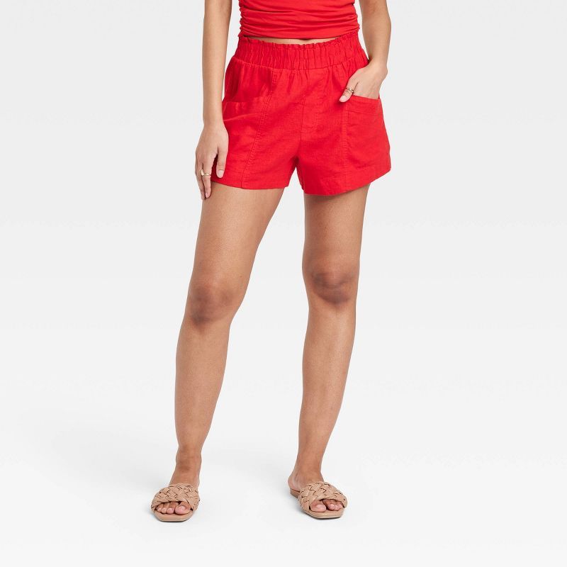 Women's High-Rise Linen Pull-On Shorts - A New Day™ | Target