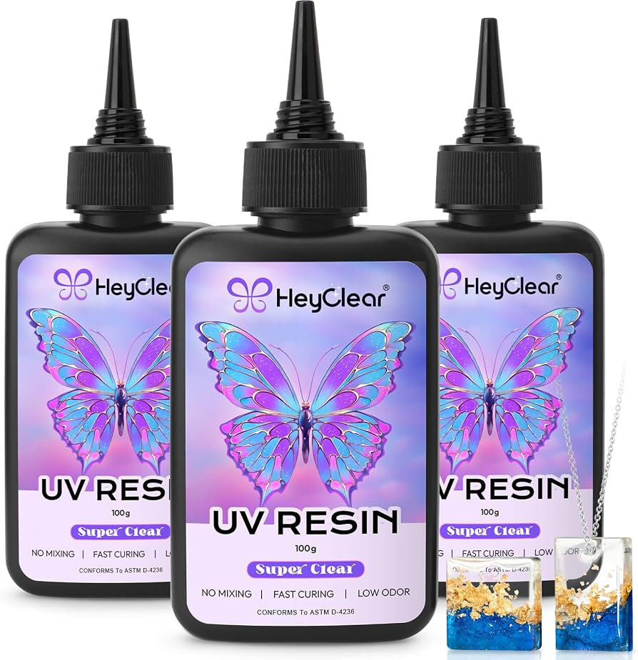 HeyClear 300g UV Resin kit Super Clear, Hard, Low Odor, Premixed UV Epoxy Resin Glue Fast Curing ... | Amazon (US)