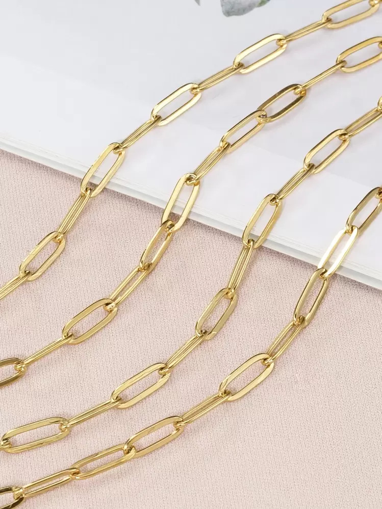 1m Stainless Steel Fashionable Gold-colored Chain For Diy Necklace, Bracelet Making | SHEIN