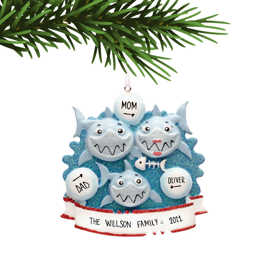 Shark Family of 3 Ornament 2022, Personalized 3 Family Christmas Ornament, First Christmas as Fam... | Etsy (US)