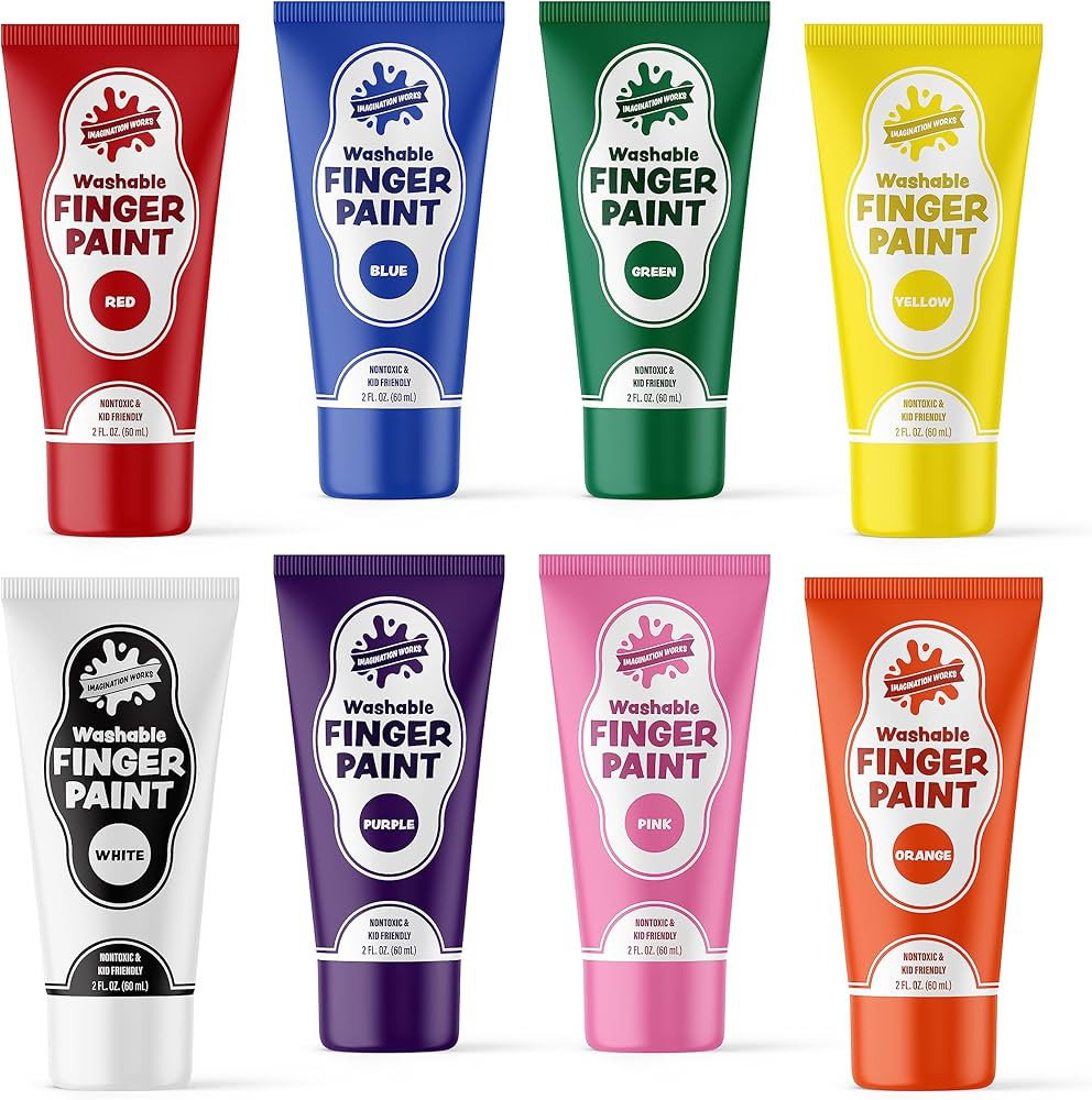 Imagination Works Washable Finger Paint for Kids, Variety 8 Pack | Nontoxic, Washable Toddler Pai... | Amazon (US)