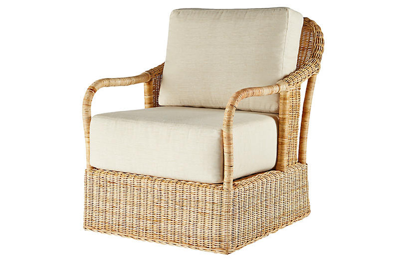 Desmona Rattan Lounge Chair, Natural | One Kings Lane